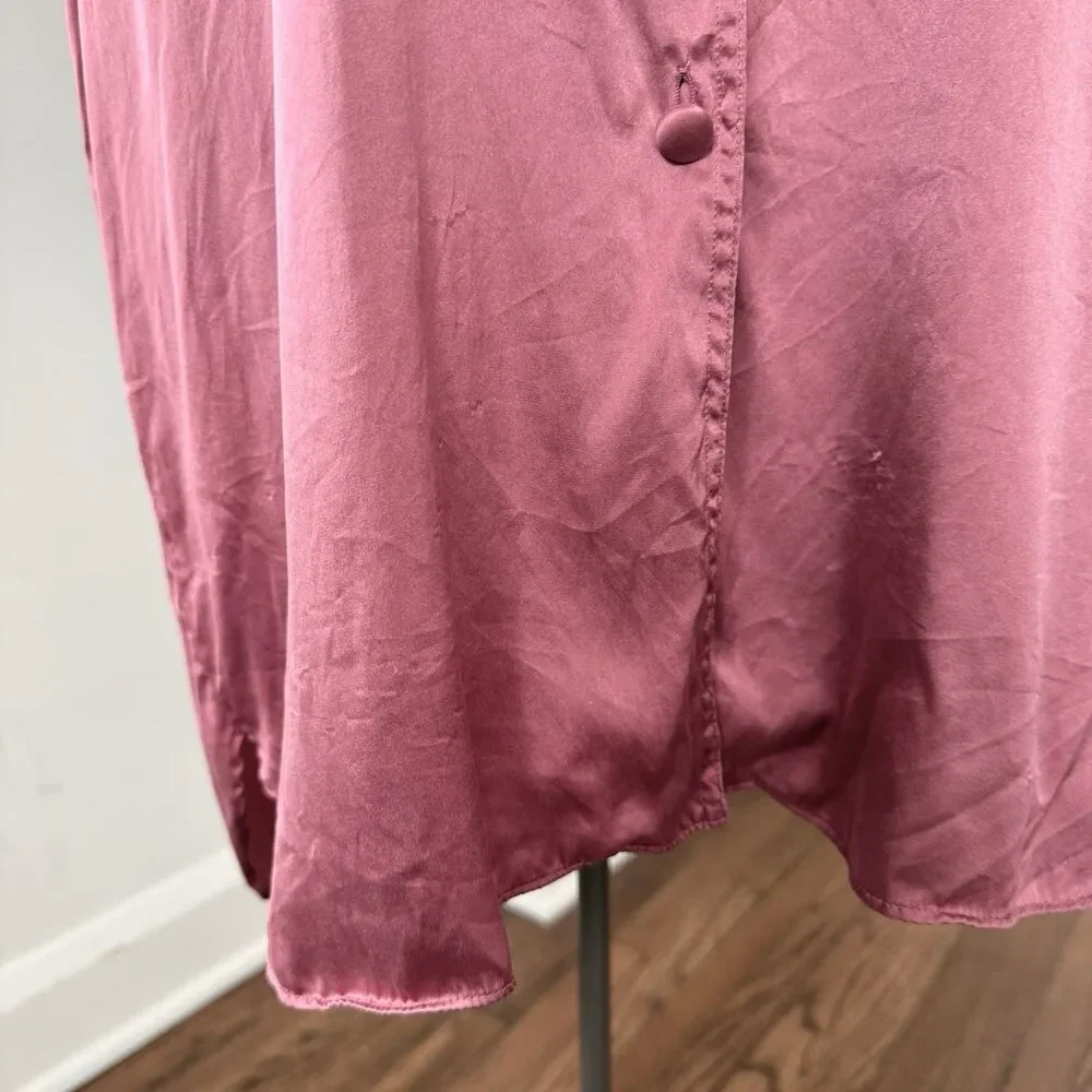 Vintage 90s Victorias Secret Gold Label 100% Silk Mauve Sleep Shirt Size Large - Picture 6 of 10